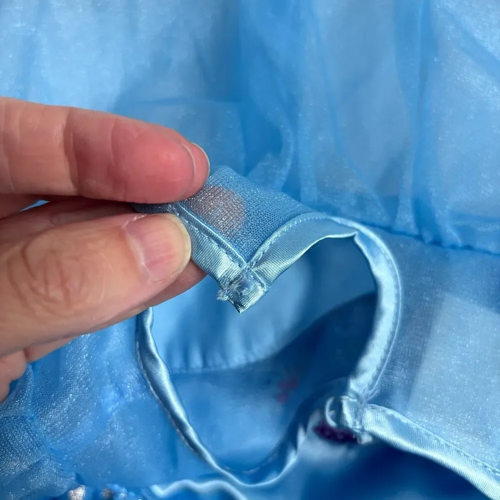 Disney Store Frozen Elsa Nightgown Costume Youth Size 4 Blue Princess Dress